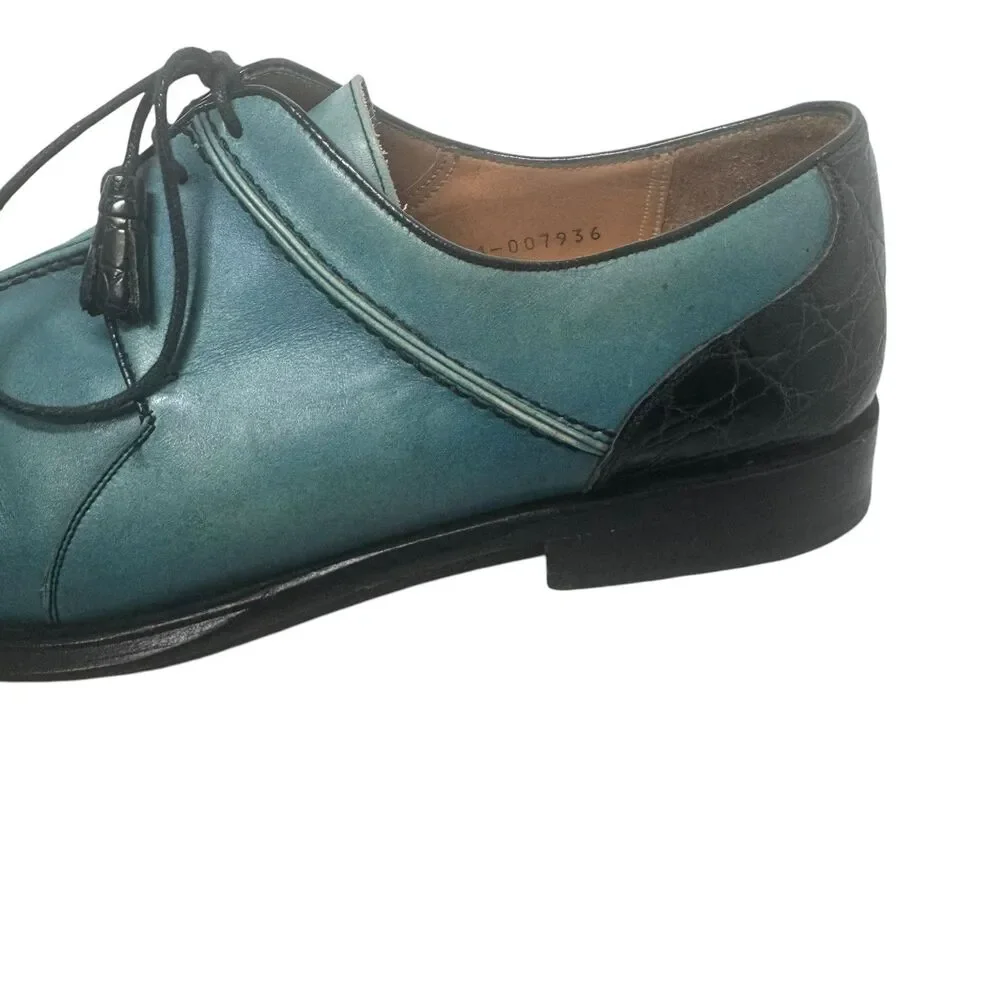 Paolo De Marco By Mezlan Genuine Crocodile Blue Split Square Toe Size 10 Rare
